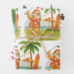 Santa Claus is golfing Wrapping Paper Sheet