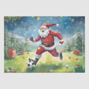 Santa Claus is playing soccer in Christmas Field  Tissue Paper