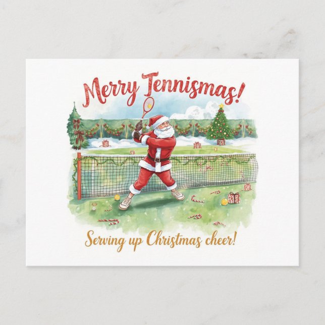 Santa Claus is playing tennis Christmas Holiday  (Front)