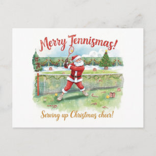 Santa Claus is playing tennis Christmas Holiday  Postcard