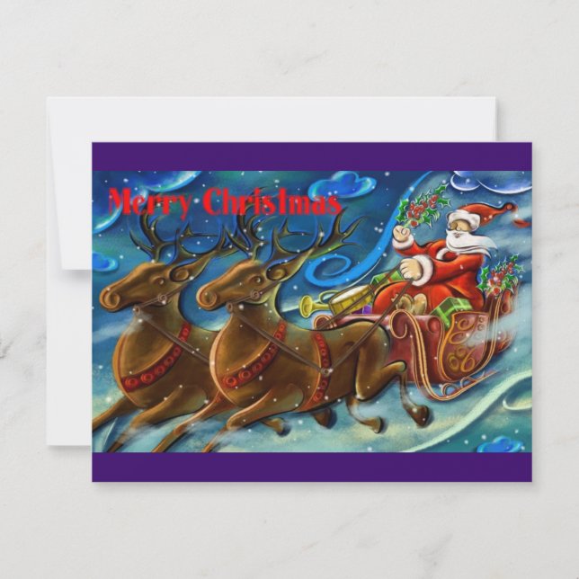 santa-claus-is-sending-gifts holiday card (Front)