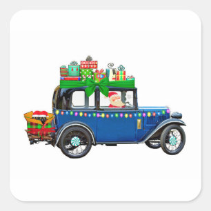 Santa Claus Jalopy Square Sticker
