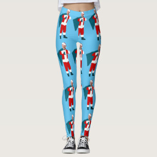 santa claus joe biden blue christmas leggings