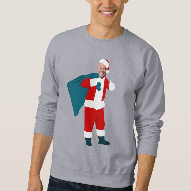 santa claus joe biden blue christmas sweatshirt (Front)