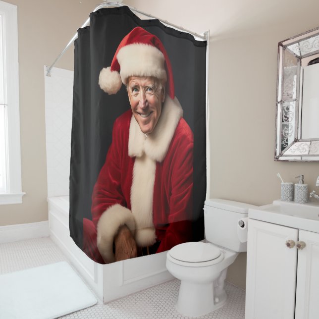 Santa Claus Joe Biden Shower Curtain (In Situ)