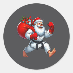 Santa Claus Karate Player Christmas Xmas  Classic Round Sticker