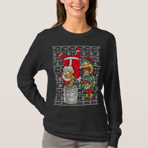 Santa Claus Keg Stand Beer Elves Drinking Humour C T-Shirt