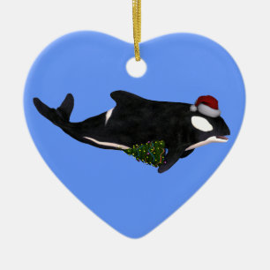 Santa Claus Killer Whale Ceramic Tree Decoration