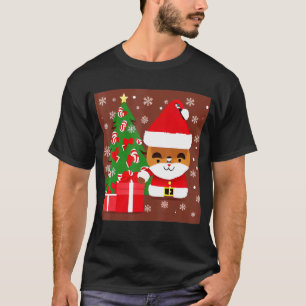 Santa Claus Kitty Kitten Cat Festive Holiday Theme T-Shirt