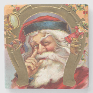 Santa Claus Knows Christmas Stone Coaster
