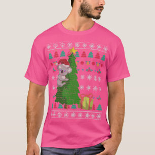 Santa Claus Koala Retro Ugly Christmas T-Shirt