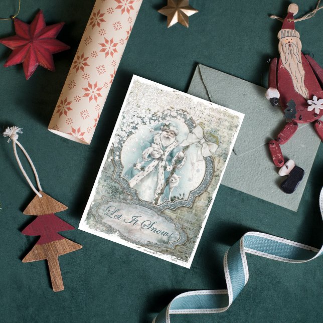 Santa Claus Let it Snow Blue Scrapbook Paper (Creator Uploaded)