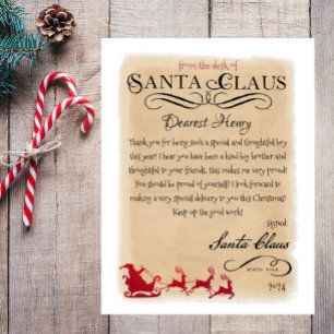 Santa Claus Letter from Santa Sleigh Printable