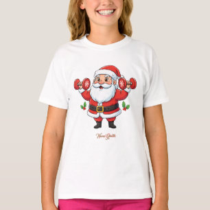 Santa Claus Lifting Dumbbells – Funny Christmas T-Shirt