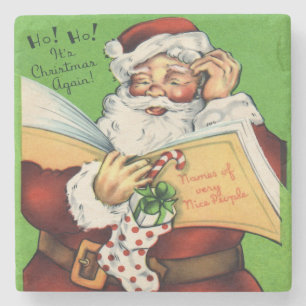 Santa Claus List of Nice People Stone Coaster