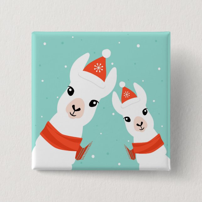 Santa Claus Llamas 15 Cm Square Badge (Front)