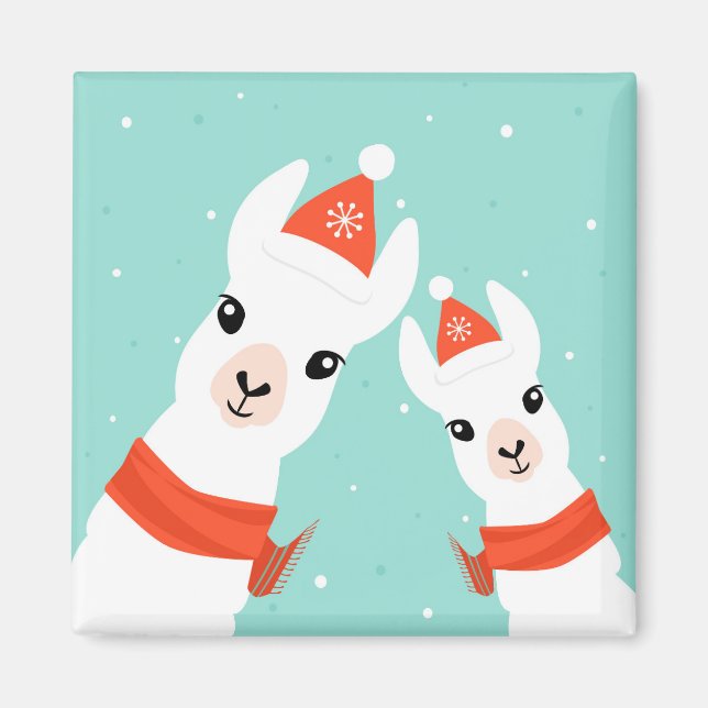 Santa Claus Llamas Magnet (Front)