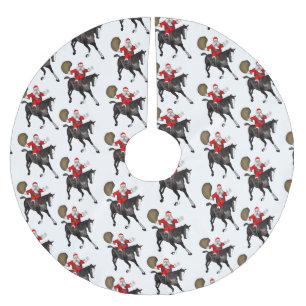 Santa Claus Loves Black Horses Brushed Polyester Tree Skirt