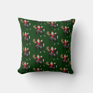 Santa Claus Loves Black Horses Cushion
