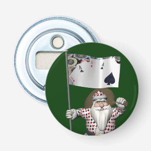 Santa Claus Loves Playing Poker Bottle Opener