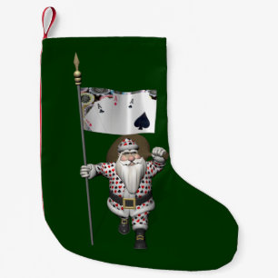 Santa Claus Loves Playing  Poker Small Christmas Stocking