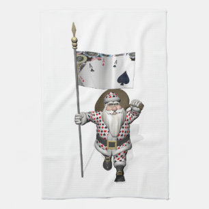 Santa Claus Loves Playing Poker Tea Towel