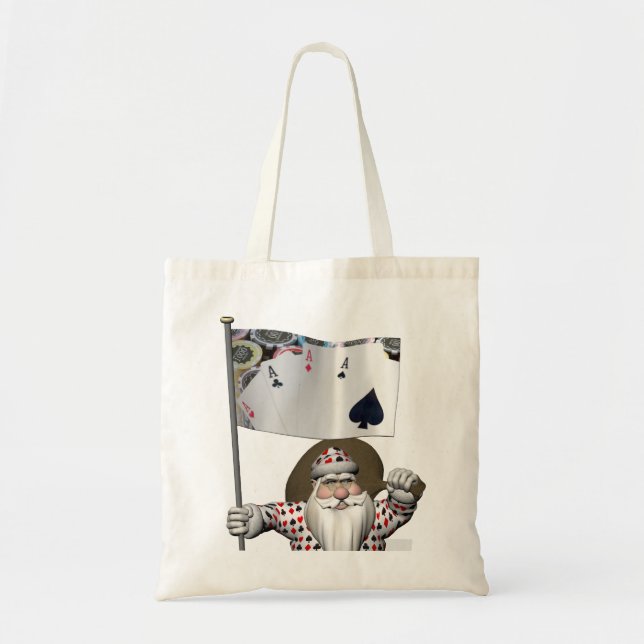 Santa Claus Loves Playing  Poker Tote Bag (Front)
