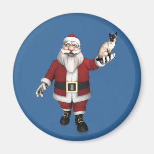 Santa Claus Loves Siamese Cats Magnet