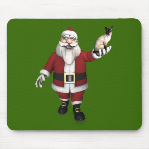 Santa Claus Loves Siamese Cats Mouse Pad