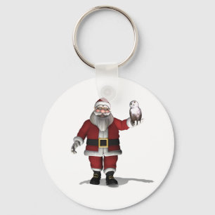 Santa Claus Loves Snowy Owl Key Ring