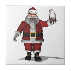 Santa Claus Loves Snowy Owl Tile