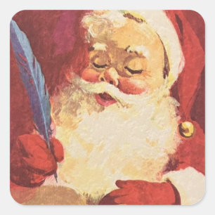 Santa Claus Making His List Envelope Square Sticker