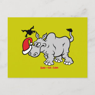 Santa Claus Meets a Rhino Holiday Postcard