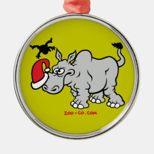 Santa Claus Meets a Rhino Metal Tree Decoration