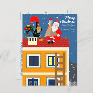 Santa Claus meets the Portuguese Rooster Holiday Postcard
