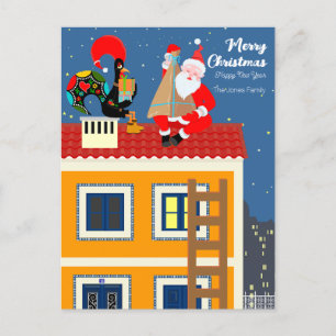 Santa Claus meets the Portuguese Rooster Postcard