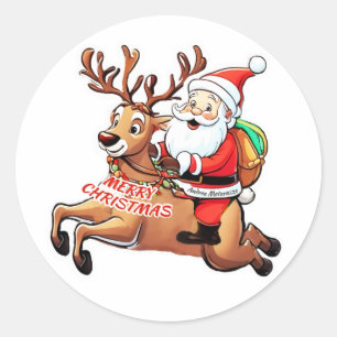 Santa Claus Merry Christmas Classic Round Sticker