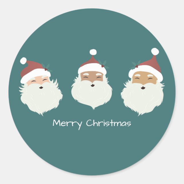 Santa Claus Merry Christmas Classic Round Sticker (Front)