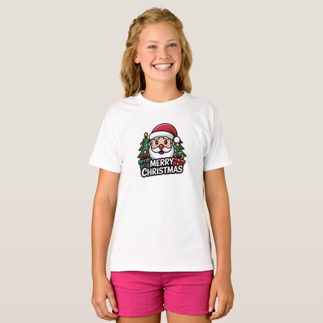 Santa Claus Merry Christmas Festive Holiday T-Shirt (Front Full)