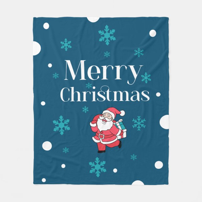 Santa Claus Merry Christmas Fleece Blanket (Front)