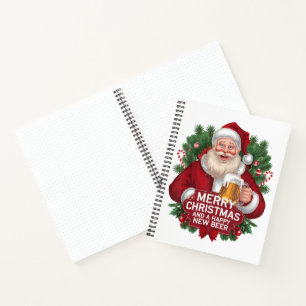 Santa Claus Merry Christmas Happy New Beer Notebook
