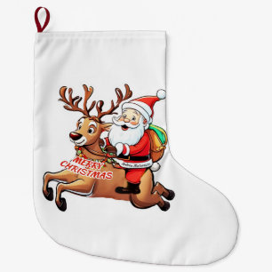 Santa Claus Merry Christmas Large Christmas Stocking