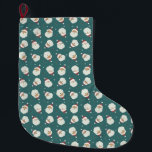 Santa Claus Merry Christmas Large Christmas Stocking<br><div class="desc">Cute illustration of three Santa Claus faces. Perfect for the holiday season.</div>