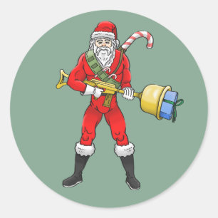 Santa Claus Merry Christmas Part 2 Classic Round Sticker