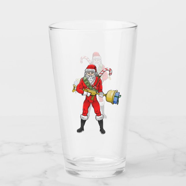 Santa Claus Merry Christmas Part 2 Glass (Front)