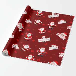 Santa Claus Merry Christmas Red Wrapping Paper