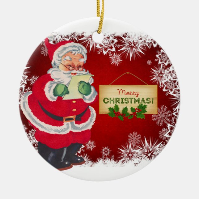 Santa Claus Merry Christmas Tree Ceramic Tree Decoration (Front)