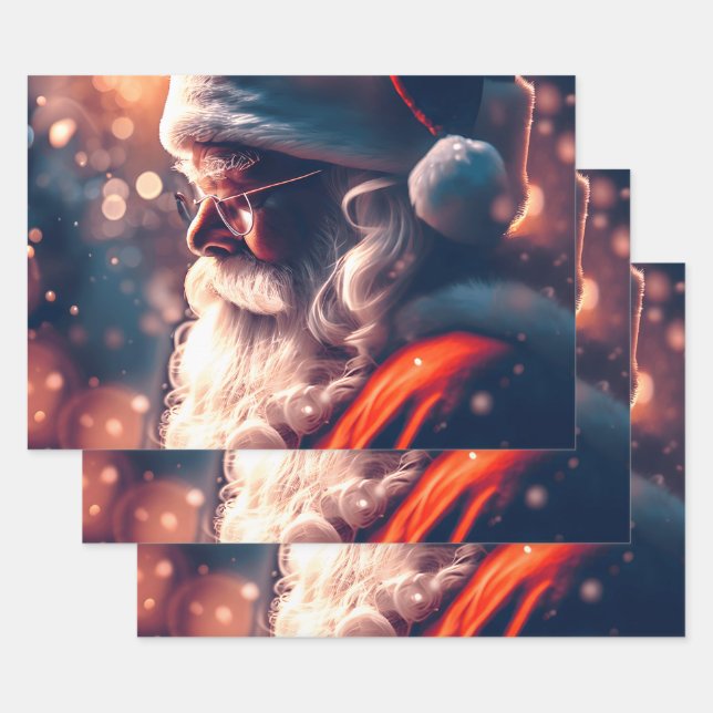 Santa Claus Merry Christmas Wrapping Paper Sheet (Set)
