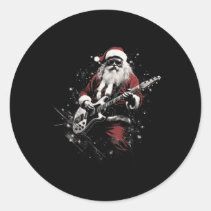 Santa Claus Merry Christmas Xmas Rocking Music Gui Classic Round Sticker