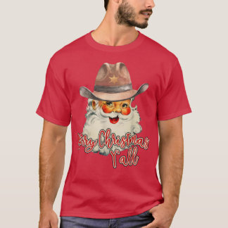 Santa Claus Merry Christmas Yall Western Country C T-Shirt